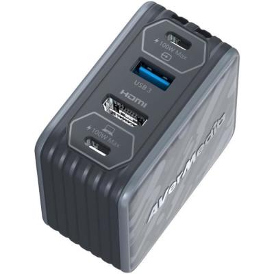 Chargeur GaN AVERMEDIA 100W + Capture Vidéo FHD GC313Pro Noir