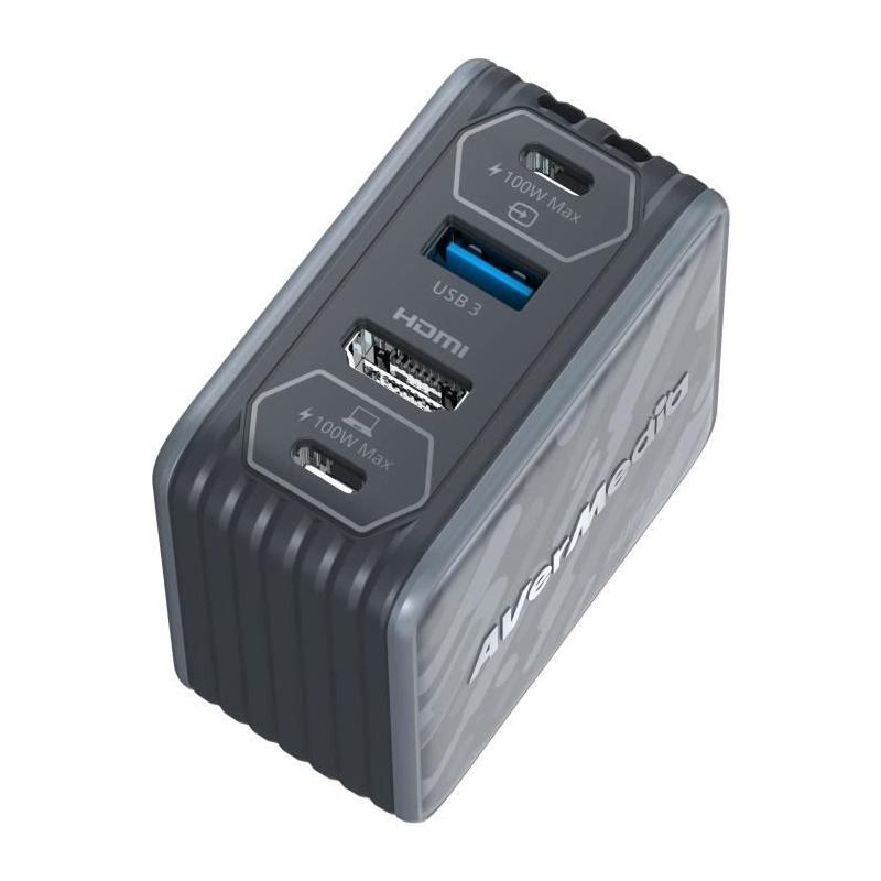 Chargeur GaN AVERMEDIA 100W + Capture Vidéo FHD GC313Pro Noir
