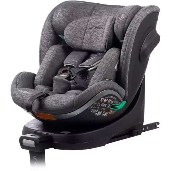 Siege auto - BABYAUTO - SCUDDA GREY DOBBY - De la naissance a 12 ans - 0-36 kg - I-Size - ISOFIX - Pivotant 360° - ECE R129
