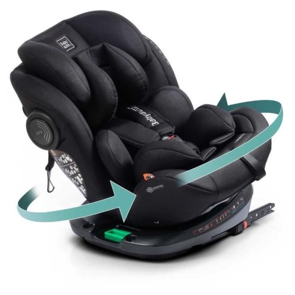 Siege auto - BABYAUTO - GYRO BLACK LINE EMBOSSED - De la naissance a 12 ans - 0-36 kg - I-Size - ISOFIX - Pivotant 360° - R129