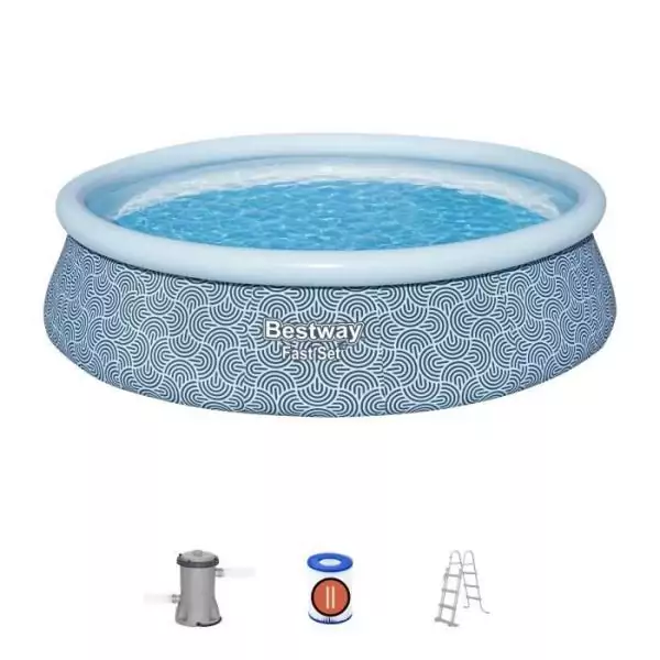 Kit Piscine gonflable BESTWAY - Fast Set™ - 457 x 107 cm - Ronde (Filtre a cartouche, échelle, 1 cartouche)