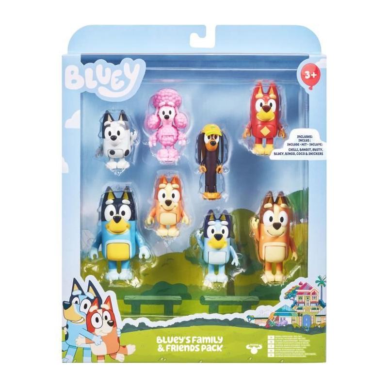 Figurines BLUEY - Coffret 8 personnages articulés - Univers de la série