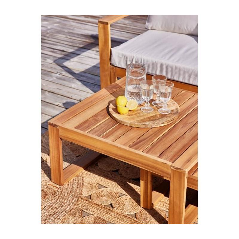 Salon d'angle modulable en bois d'acacia blanc - 5 pers.