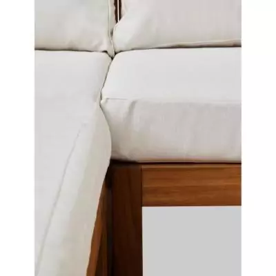Salon de jardin d'angle modulable en acacia blanc cassé - 7 pers