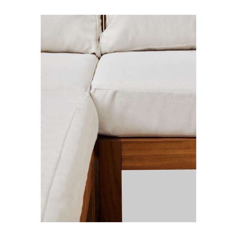 Salon de jardin d'angle modulable en acacia blanc cassé - 7 pers