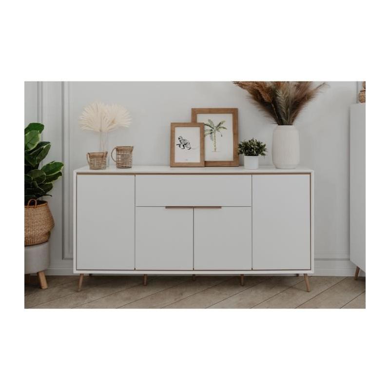 Buffet ARONA 51B Beige/Noir - 4 portes, 1 tiroir - 175 x 90 x 38 cm