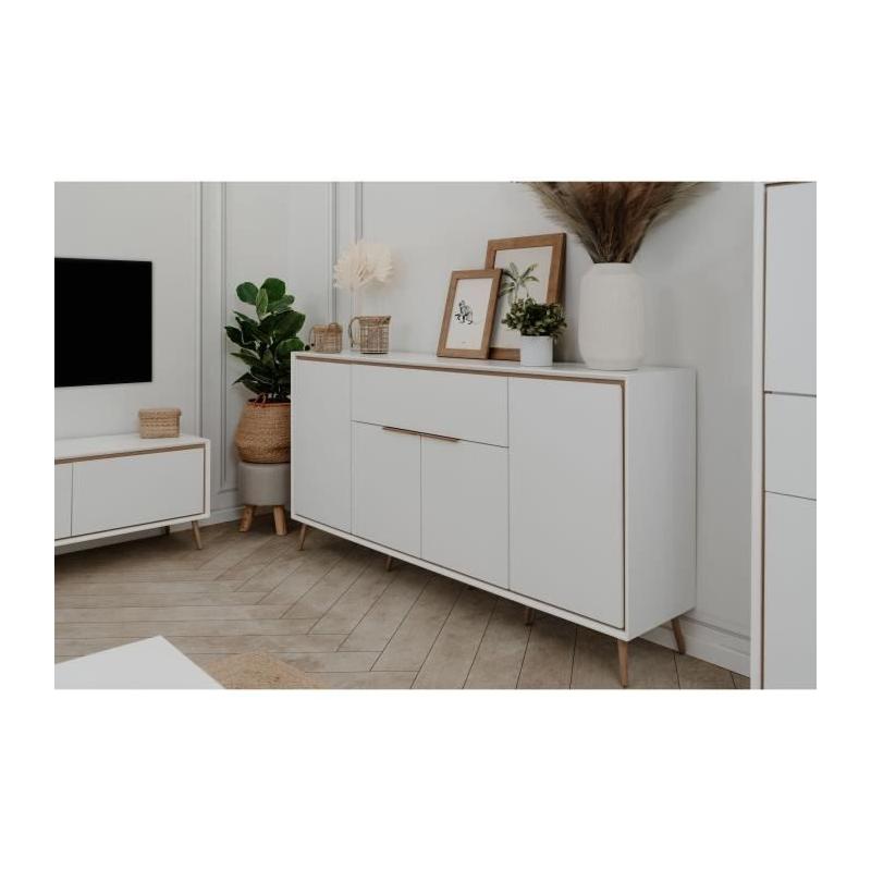 Buffet ARONA 51B Beige/Noir - 4 portes, 1 tiroir - 175 x 90 x 38 cm