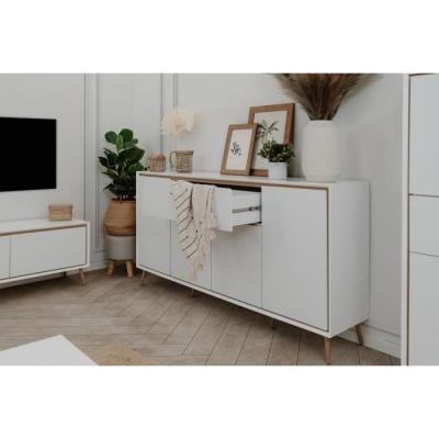 Buffet ARONA 51B Beige/Noir - 4 portes, 1 tiroir - 175 x 90 x 38 cm