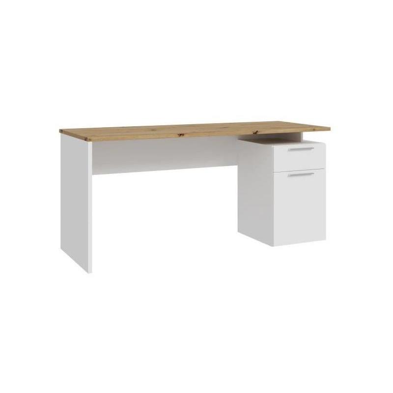 Bureau CONTRA COSTA - Design Blanc mat / Chene artisan