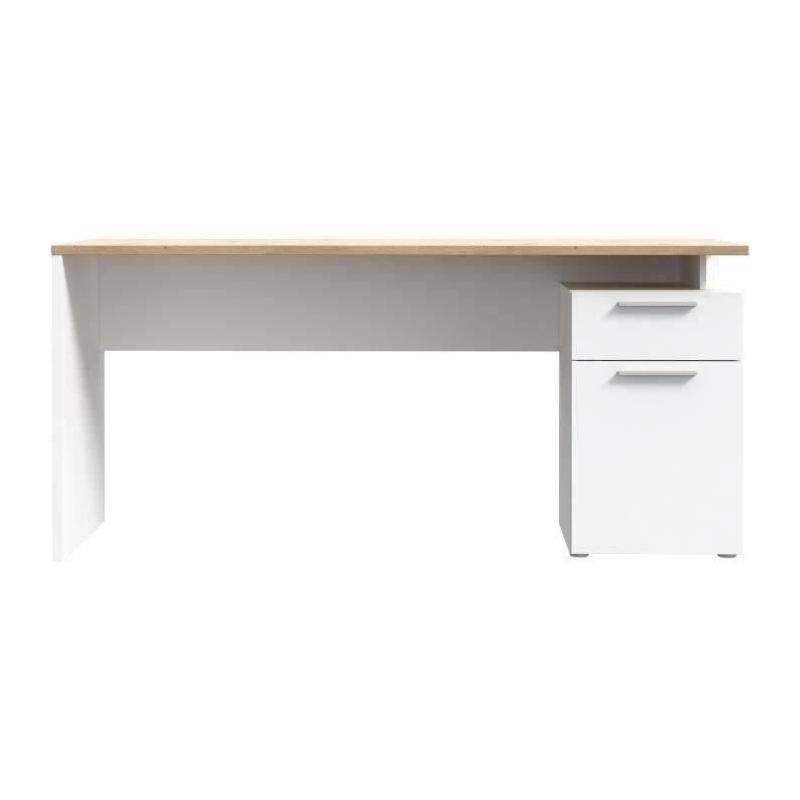 Bureau CONTRA COSTA - Design Blanc mat / Chene artisan
