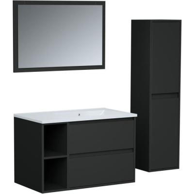 Ensemble DOMINO 80 cm: Vanity + Vasque + Miroir & Colonne