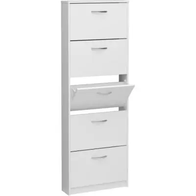 Meuble à chaussures blanc - 5 abattants - 10 paires - Fabriqué en Allemagne