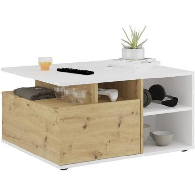 Table basse moderne - Blanc et Chene Artisan - L82 x H69,1 x P10,3 cm
