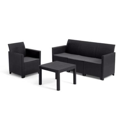 Ensemble de jardin modulable en résine tressée - Noir - KETER - 4 personnes