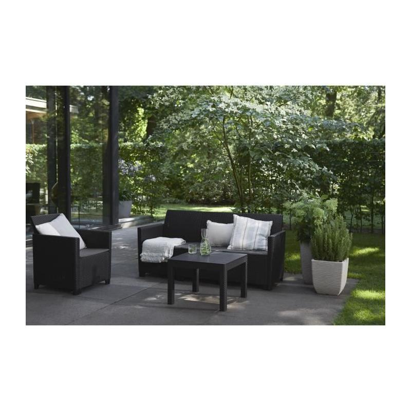 Ensemble de jardin modulable en résine tressée - Noir - KETER - 4 personnes