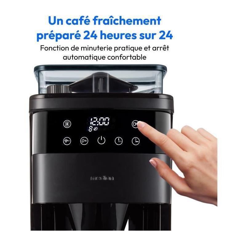 Cafetière Filtre Numérique Isotherme avec Broyeur - MEDION - 1000W - 1,0L - Noir