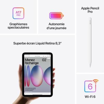 iPad mini 2024: 8.3''- WiFi + Cellular - 512 Go - Bleu
