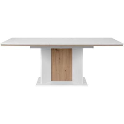 Table extensible NOVARA blanche/chêne artisan - 160/200 x 76 x 90 cm