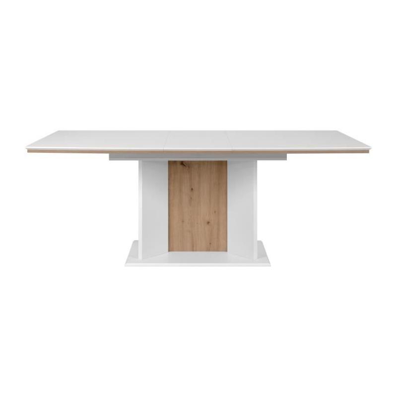 Table extensible NOVARA blanche/chêne artisan - 160/200 x 76 x 90 cm
