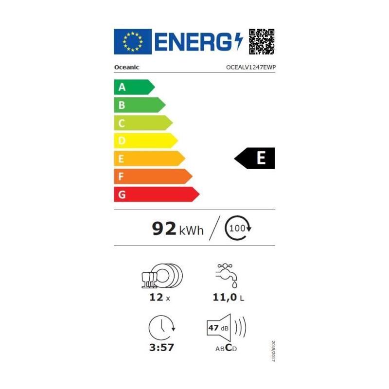 Lave-vaisselle Oceanic OCEALV1247EWP - 12 couverts - Blanc