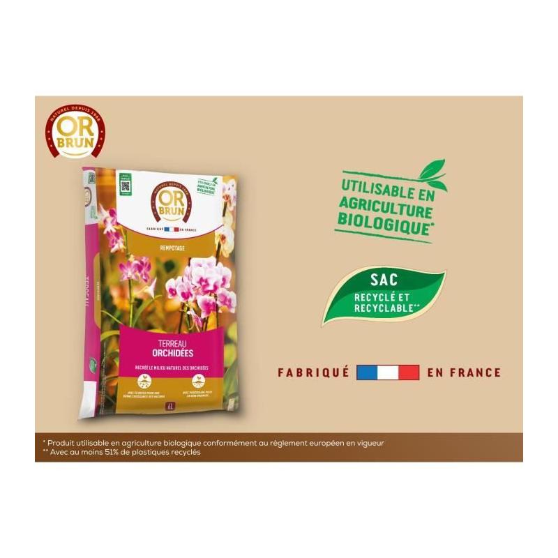 Terreau orchidées OR BRUN - Favorise croissance 6L