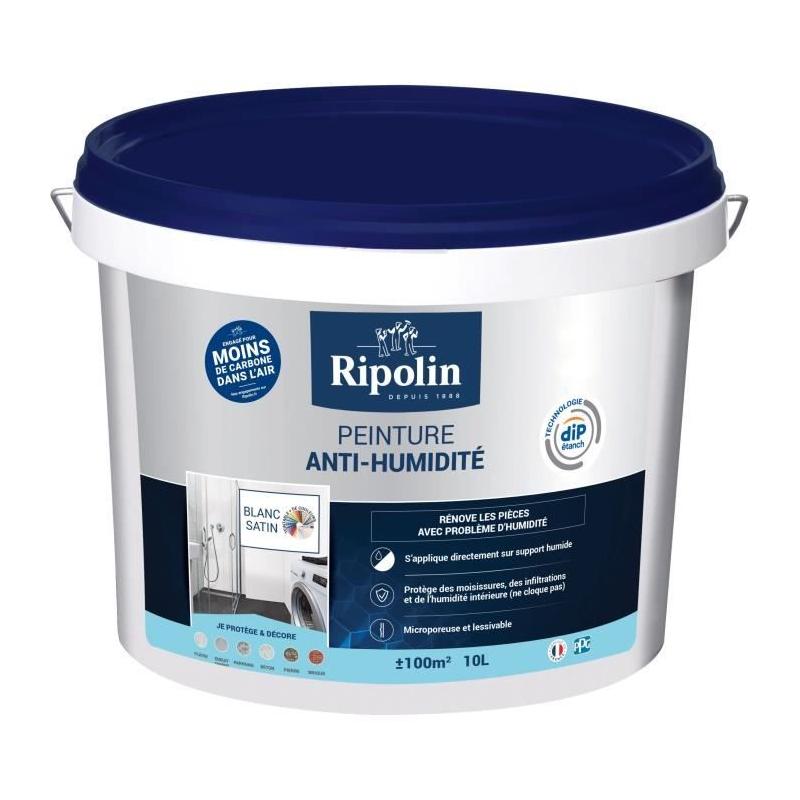 Peinture anti-humidité RIPOLIN 424185 Blanc Satin 10 L - Protection durable