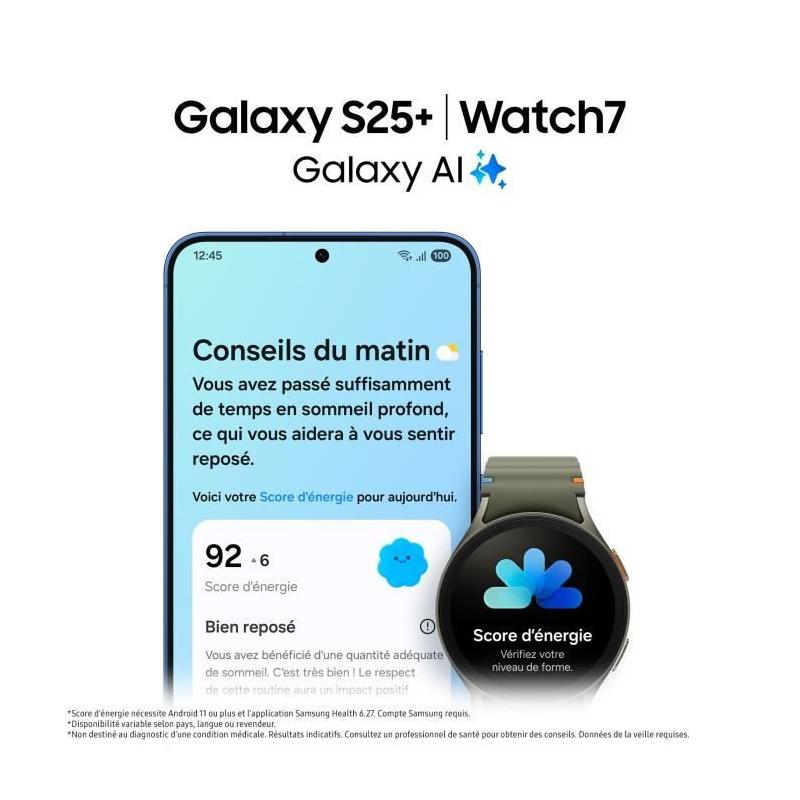 SAMSUNG Galaxy S25 Plus AI 256Go Vert d'eau | Smartphone performant