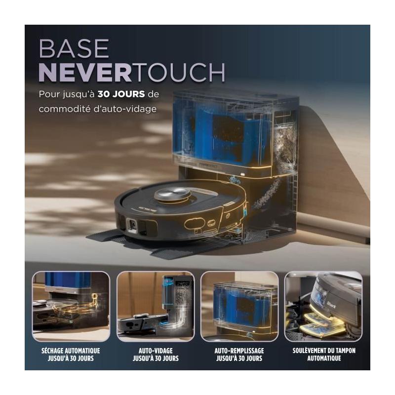 Aspirateur Robot et Laveur SHARK PowerDetect NeverTouch Autovidant - Plus responsable & facilement réparable