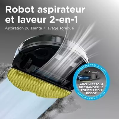 Aspirateur Robot et Laveur Auto-vidant 2-en-1 - Coin et Angle - Couverture Opti
