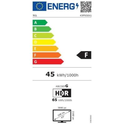 TCL 43PF650 TV LED 43" 4K UHD HDR10 Smart TV - 3xHDMI 2.1