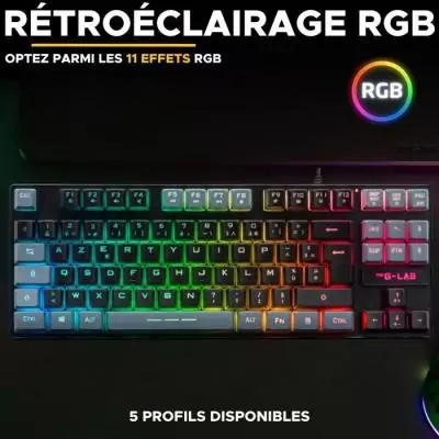 Clavier Gamer TKL - The G-Lab KEYZ CAESIUM - Effets RGB - Noir & Gris Clavier Gamer TKL - The G-Lab KEYZ CAESIUM - Effets RGB - Noir & Gris