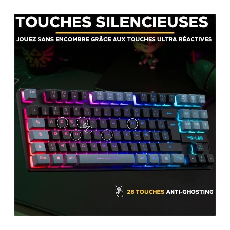Clavier Gamer TKL - The G-Lab KEYZ CAESIUM - Effets RGB - Noir & Gris