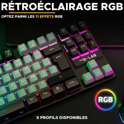 Clavier Gamer The G-Lab KEYZ CAESIUM RGB Gris & Noir TKL - Compact et Lumineux