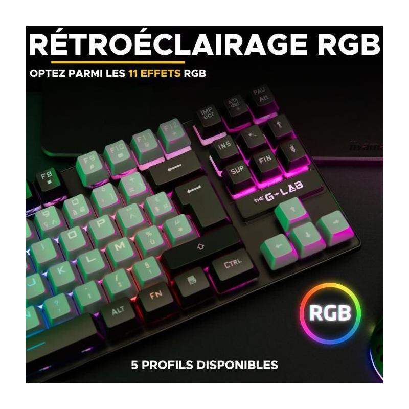 Clavier Gamer The G-Lab KEYZ CAESIUM RGB Gris & Noir TKL - Compact et Lumineux