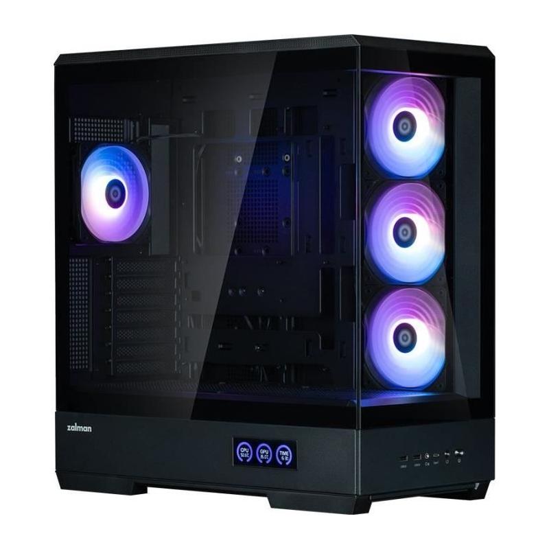 Boîtier PC ZALMAN P50 DS: Moyen tour ATX Noir avec Verre trempé et USB-C
