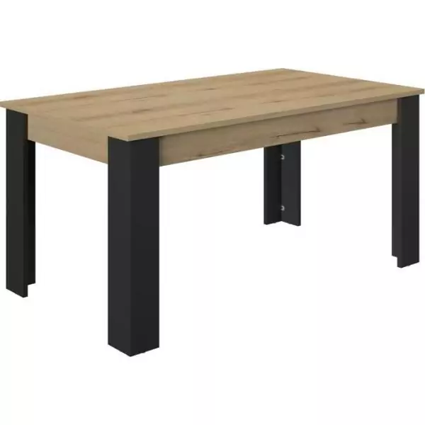 Table a manger extensible - GAMI - TRUST - Chene / Noir - 8 personnes - 160/200 x 90 x 77 cm