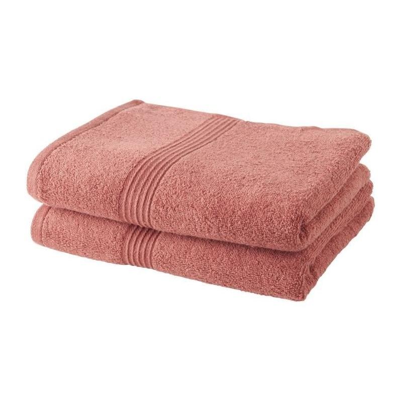 Lot de 2 Serviettes de Bain 100% coton - Terracotta - 50x100 cm