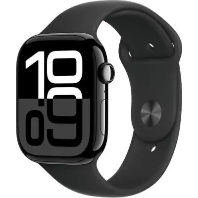 Apple Watch Series 10 GPS + Cellular - Boîtier Aluminium Jet Black - Bracelet Sport Noir - M/L