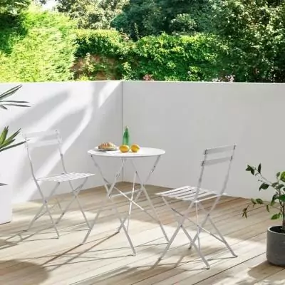 Ensemble repas de jardin pliant - 2 chaises - Gris