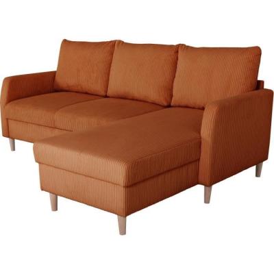 Canapé d'angle fixe - 3 places - CHIPY - Tissu Lincoln Terracotta