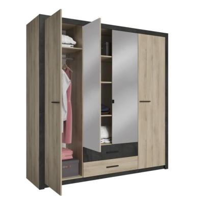 Armoire Chene Kronberg - 4 portes et 2 tiroirs - 203,1 cm