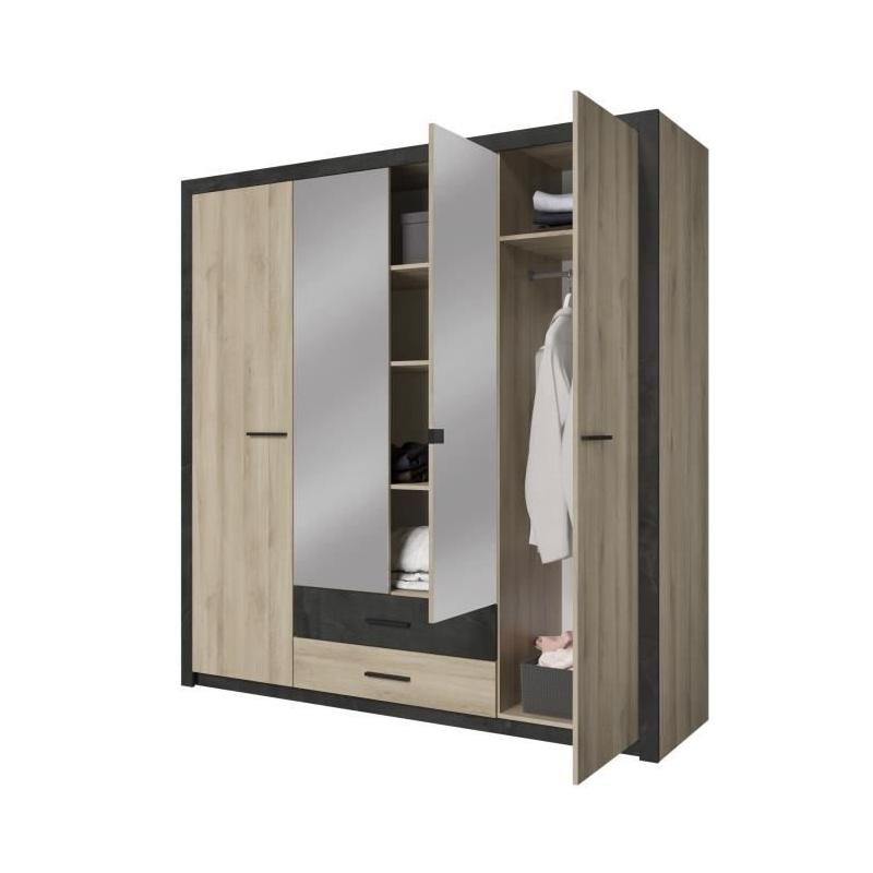 Armoire Chene Kronberg - 4 portes et 2 tiroirs - 203,1 cm