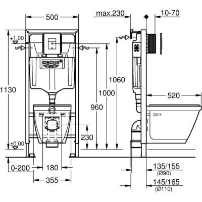 Ensemble WC Compact Grohe Solido 1,13m - Facile à Installer