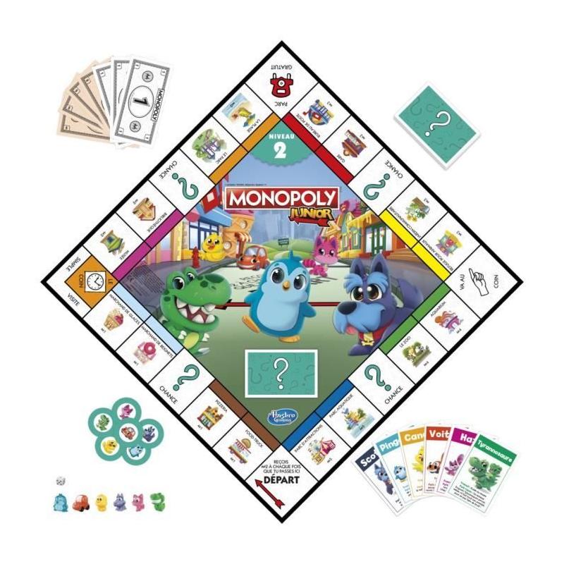 Monopoly Junior 2 en 1 - Jeu de société enfant compact