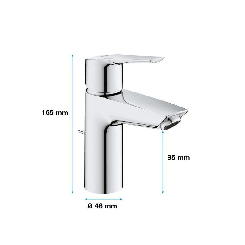 Mitigeur Lavabo GROHE QUICKFIX Start - Chrome - Installation facile & économie d'eau