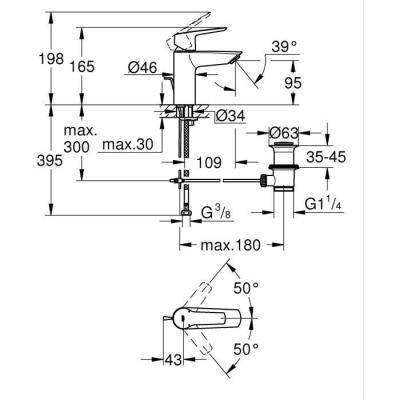 Mitigeur lavabo monocommande GROHE Start Noir mat - Taille S - Économie d'eau