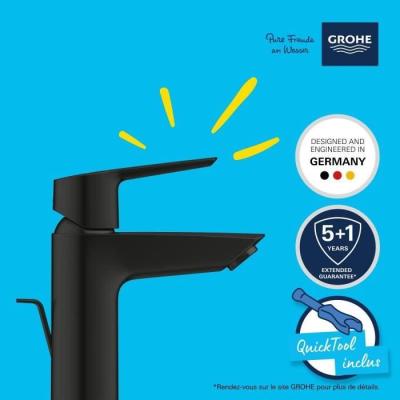 Mitigeur lavabo monocommande GROHE Start Noir mat - Taille S - Économie d'eau