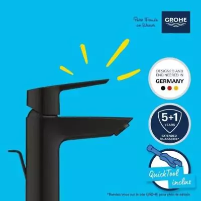 Mitigeur lavabo monocommande GROHE Start Noir mat - Taille S - Économie d'eau Mitigeur lavabo monocommande GROHE Start Noir mat - Taille S - Économie d'eau