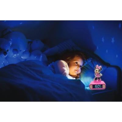 Réveil Minnie 3D lumineux avec effets sonores - Rose et noir - LEXIBOOK
