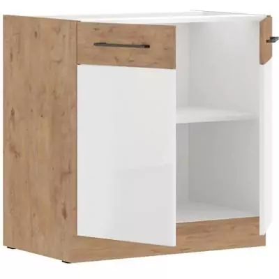 Meuble bas ROCK - Chêne Lancelot et Blanc - 80 cm
